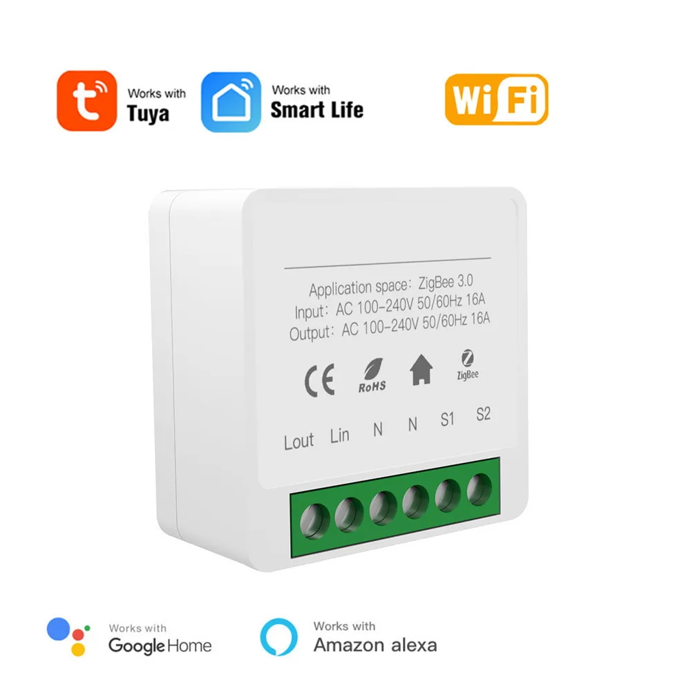 

Мини-выключатель Tuya с поддержкой Wi-Fi, 16/10 А