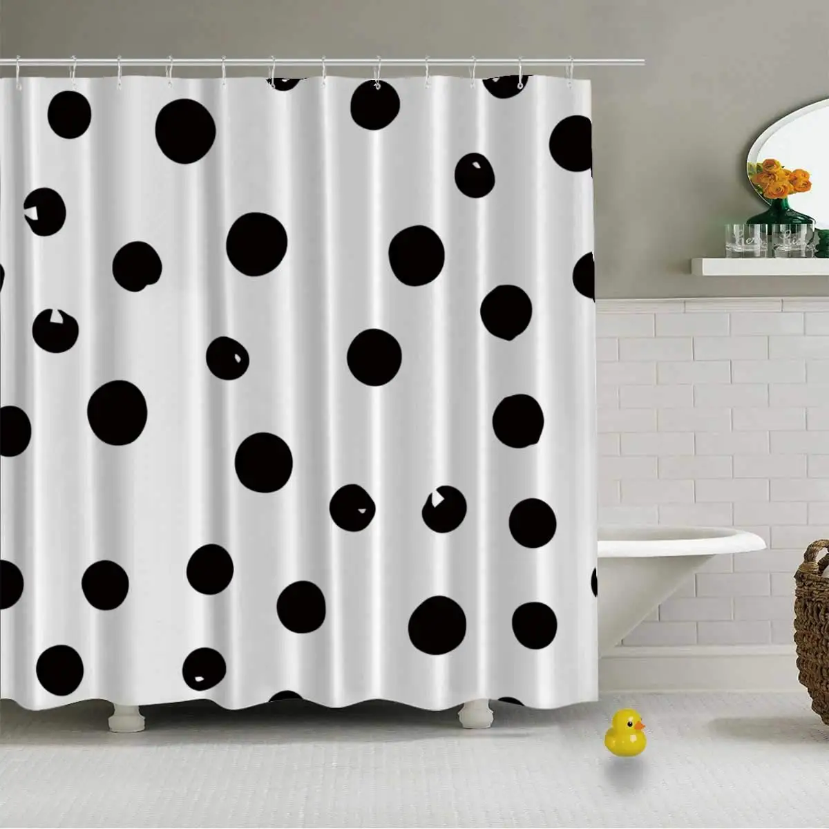 

Vector Seamless Hand Draw Polka Dot Vector Waterproof Shower Curtain for Bathroom,79''L x 72''W