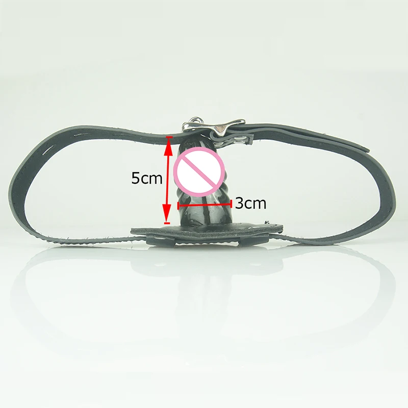 Из черной кожи с открытым Кляпы для рта голова жгут ремешок на пенис кляп БДСМ