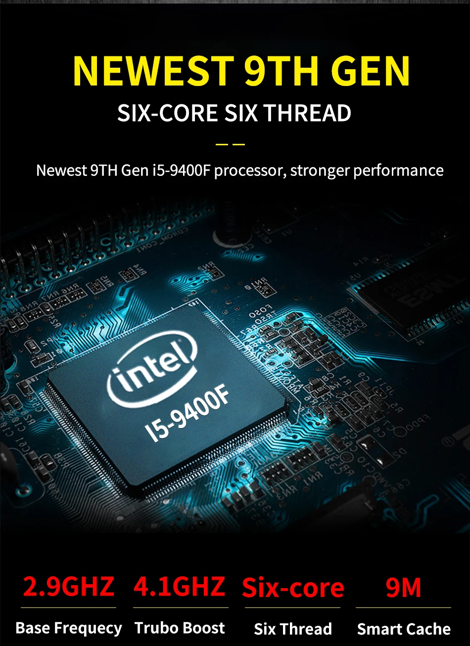 Причастником B19 игровой компьютер i5 9400F GTX1050TI 4 Гб выделенная карта DDR4 Мини ПК Windows 10 Настольный ПК 2* HDMI 2,0 1* DP 1* DVI