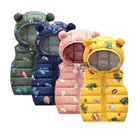 Осенне-зимний детский теплый жилет, Детская Хлопковая безрукавка, Детская верхняя одежда с мультяшными животными, пуховые куртки с капюшоном для мальчиков и девочек, жилеты, пальто