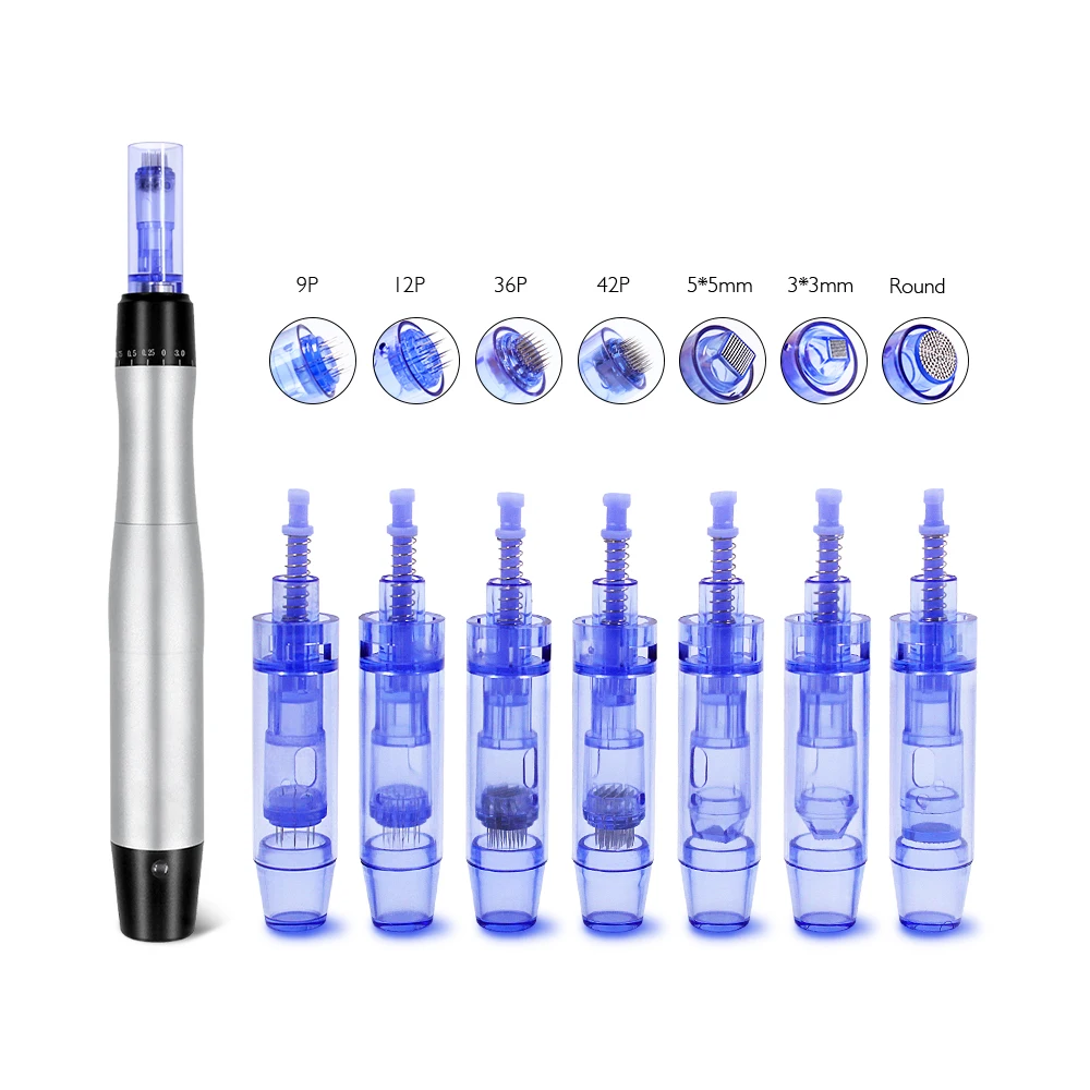 

1 комплект электрическая ручка Meso microneedling беспроводная микро ручка с 9/12/24P игольчатый картридж уход за кожей электрическое устройство