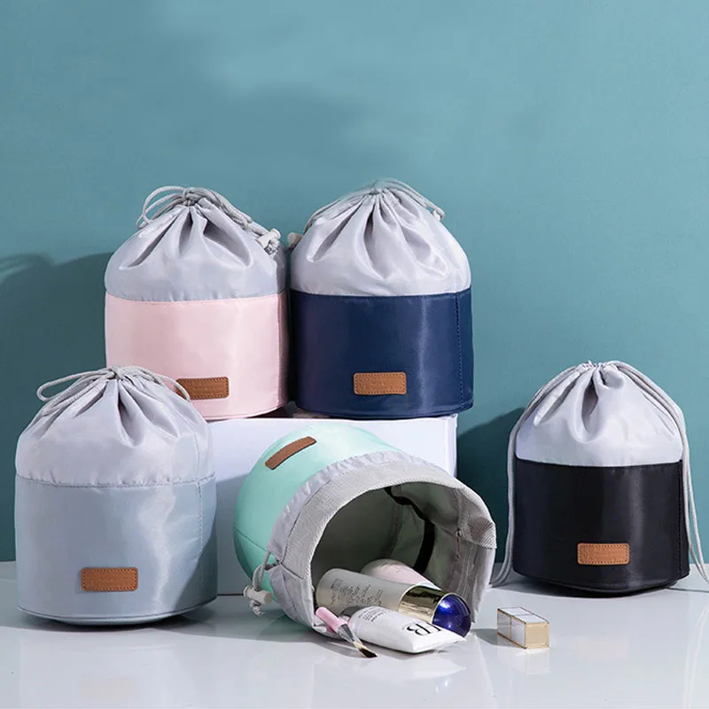 

New Large-capacity Multifunctional Portable Drawstring Make Up Cases Travel Home Waterproof Storage Bag Cylindrical Cosmetic Toi