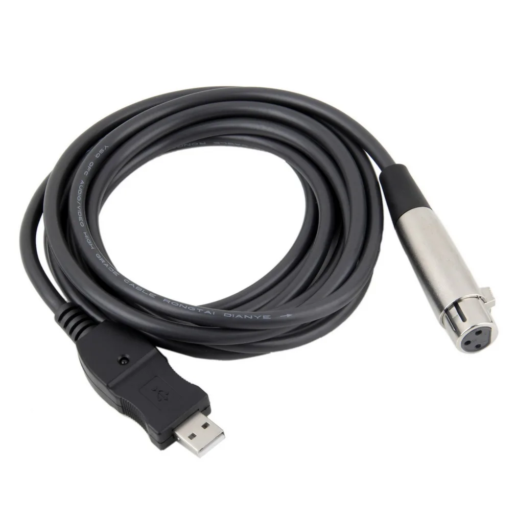 

2Pcs XLR Cable 3 9FT Black xlr Female to USB Male Cord Adapter Microphone Link USB line Plug DIY Electronic