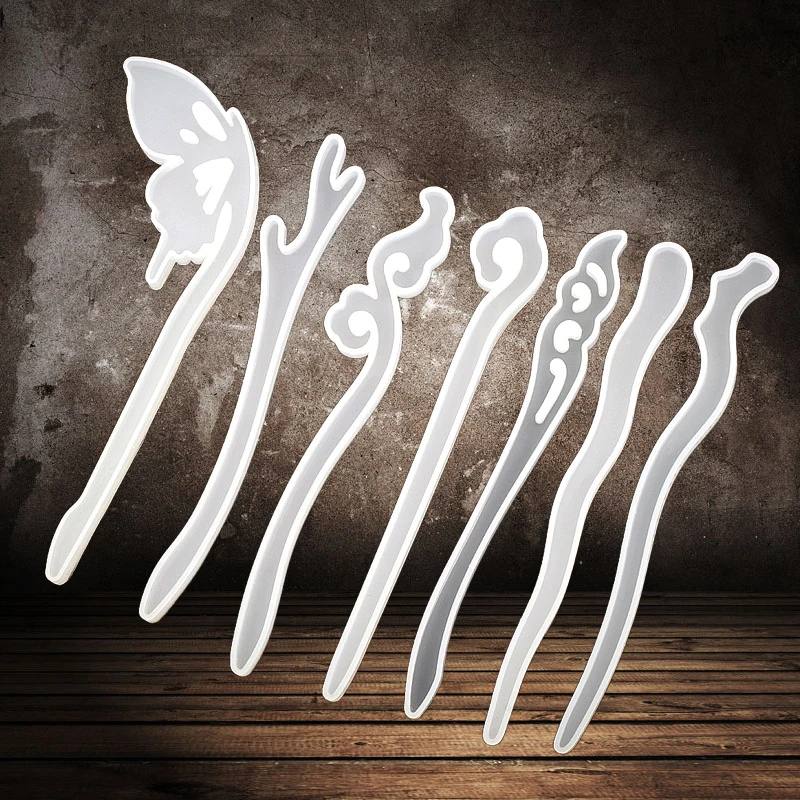 

Silicone Hairpin Mold Making Hair Stick Mould Jewelry Resin DIY Craft Clear HANW88