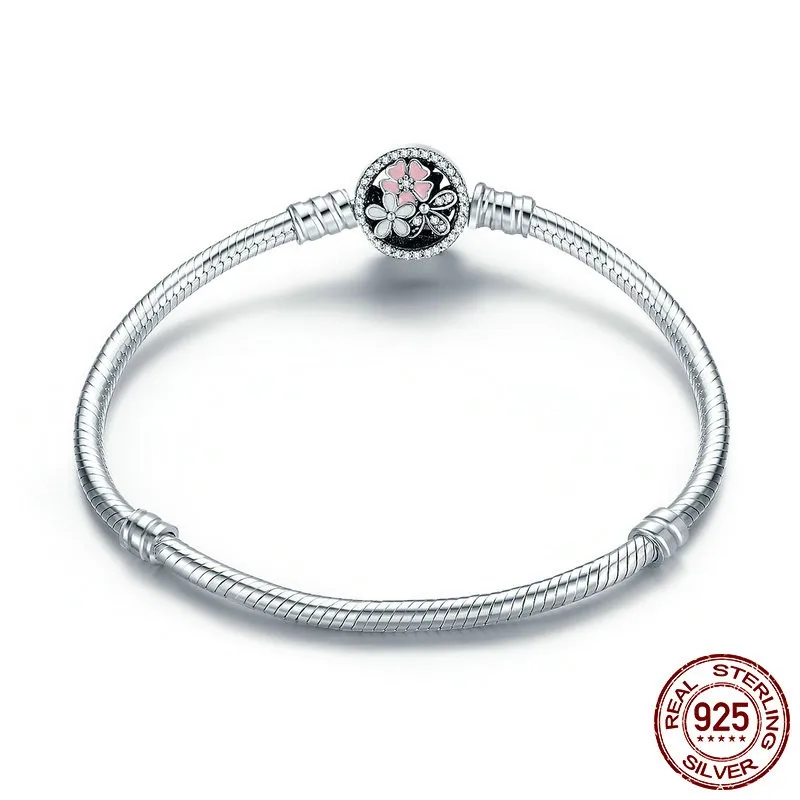 

100% 925 Sterling Silver Poetic Blooms Bracelet & Bangles For Women Fit DIY Charms Beads Original Jewelry Gift