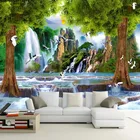 Пользовательские Настенные обои 3D стерео дерево лес водопад пейзаж Фреска гостиная телевизор диван домашний Декор Фон настенная живопись 3D
