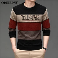 coodrony brand autumn winter soft warm chenille wool sweater streetwear fashion striped jersey knitted o neck pullover men c1356
