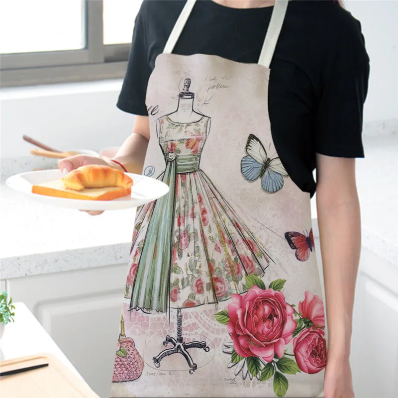 Винтажные модельные туфли с сумочкой Женские фартуки для кухни из хлопка и льна