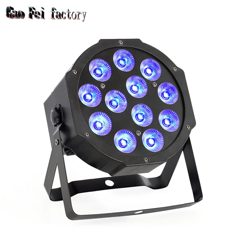 1 шт./лот 12 Вт светодиодные лампы 12x12 Вт светодиодные Par огни RGBW 4в1 плоский par led dmx512 дискотечные огни профессиональное сценическое dj оборудование
