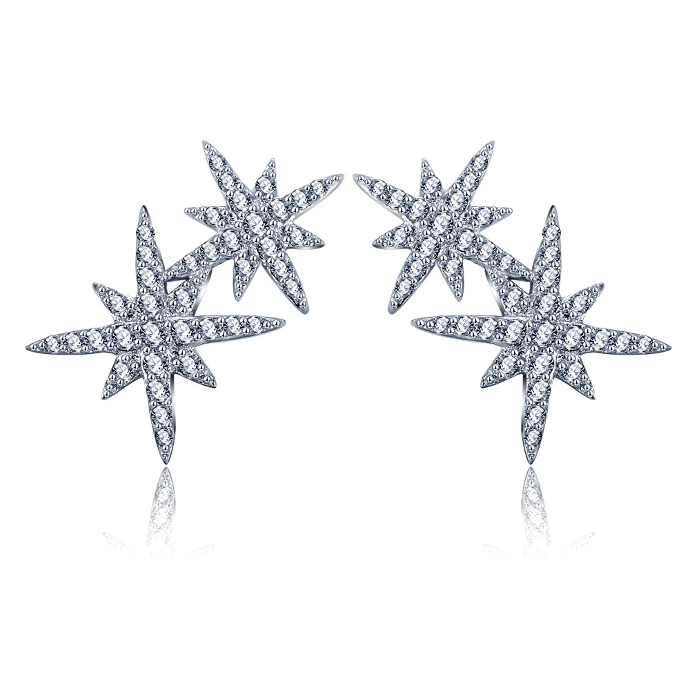 Женские серьги гвоздики с кубическим цирконием и кристаллом роскошные двойной