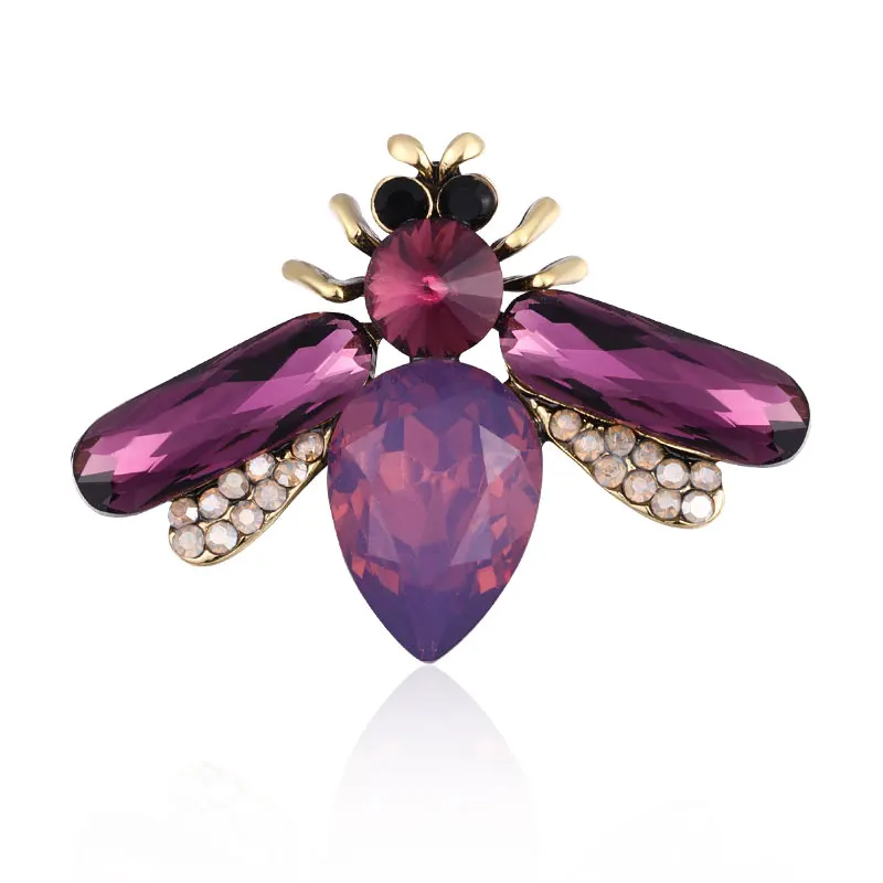 Роскошные фиолетовые хрустальные броши в виде пчел для женщин Синий/Розовый