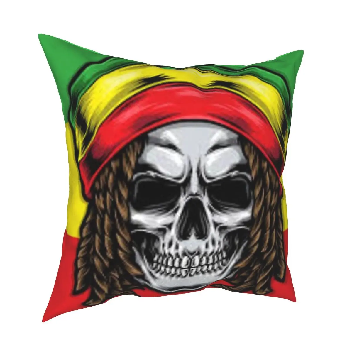 

Квадратная подушка с черепом Rasta, чехол, декоративная подушка, регги, дреды, растафариан, Ямайка, новинка, наволочка, украшение для дома