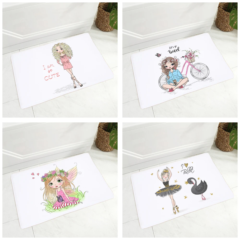 Милый балетный напольный коврик для девочек нескользящий декоративный детской