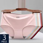 Бесшовные трусики luckymily 3 шт.Лот, комплект женского нижнего белья, бесшовное нижнее белье, однотонные хлопковые трусики со средней талией, женские трусы