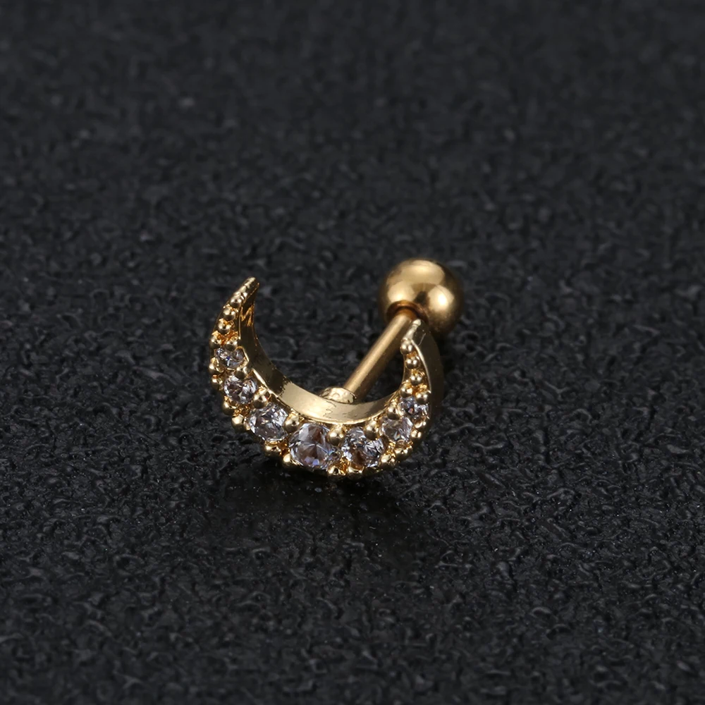 Серьги гвоздики из нержавеющей стали 20G с фианитами Змея Ящерица геккон цветок