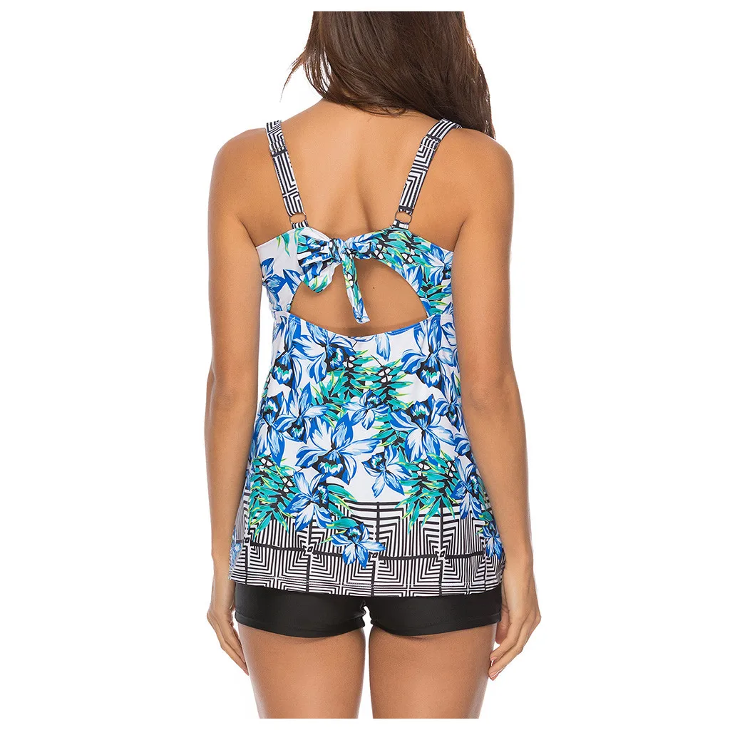 Женский комплект бикини с цветочным принтом Раздельный купальник танкини