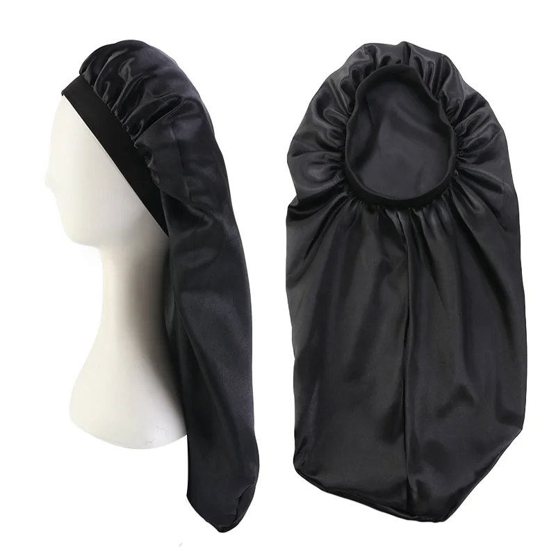 

Satin Hair Bonnet for Women Long Silky Sleep Cap Floral Print Wide Band Head Wrap Smooth Hair Care Accessories Ladies Bonnets