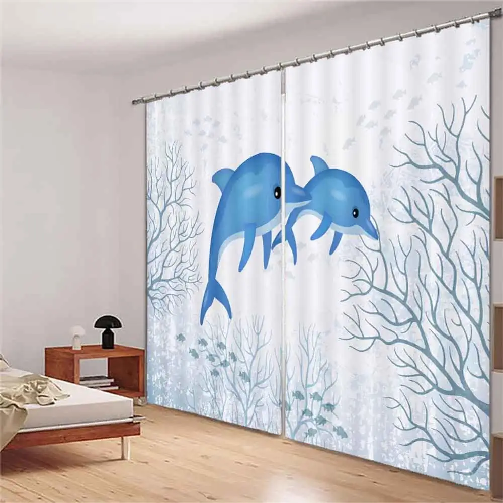 3D занавески на заказ Дельфин для гостиной фотообои красивое украшение
