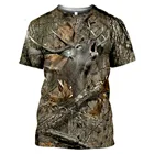 Мужская и женская камуфляжная футболка с 3D принтом, индивидуальный топ с короткими рукавами для дикой охоты, с забавными животными, оленем, волком, уткой