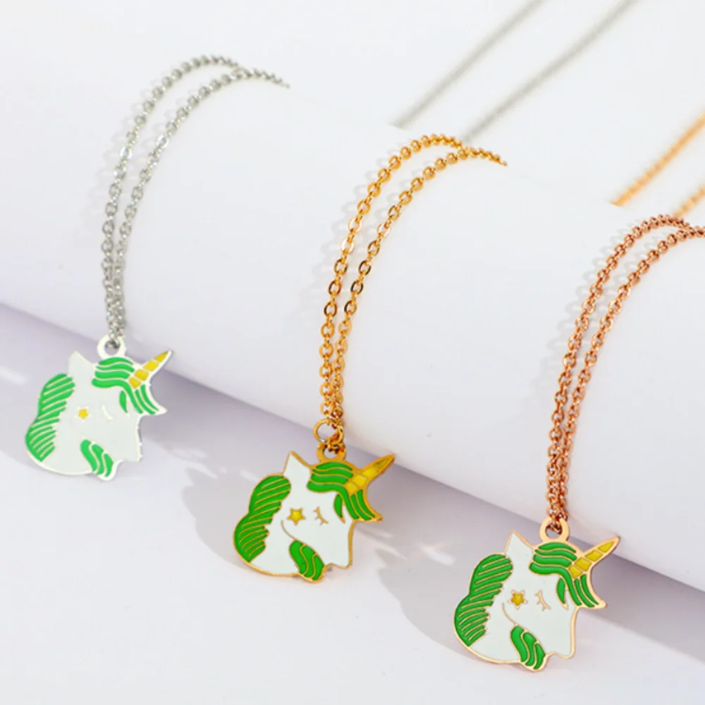 

Korean Personality Simple Unicorn Pendant Necklace Temperament Sweet Girl Women Fashion Party Jewelry Accessories