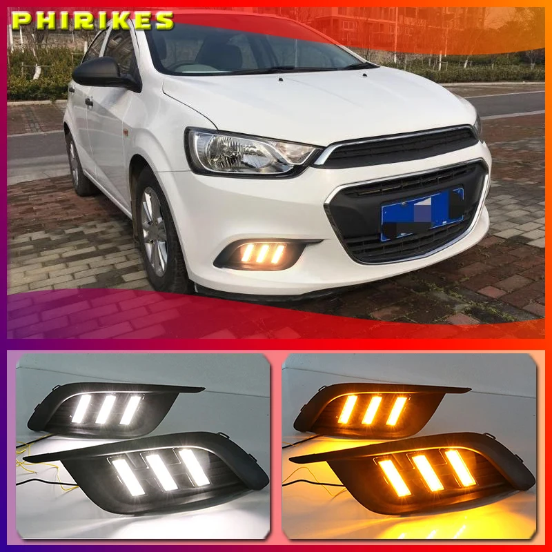 Дневные ходовые огни 1 пара для Chevrolet Chevy AVEO Sonic 2014 2015 светодиодный ные дневные |