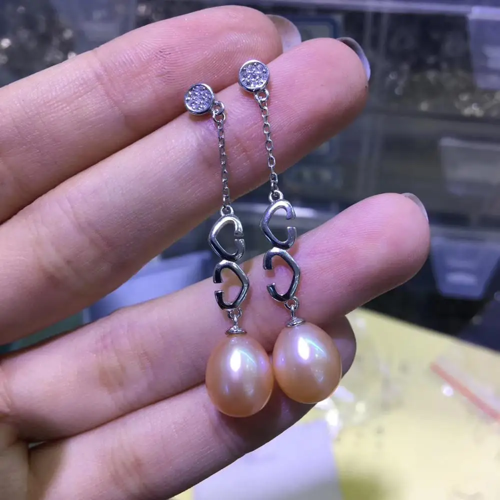 

YIKALAISI 925 Sterling Silver Jewelry Pearl Earrings 2019 Fine Natural Pearl jewelry 8-9mm stud Earrings For Women wholesale