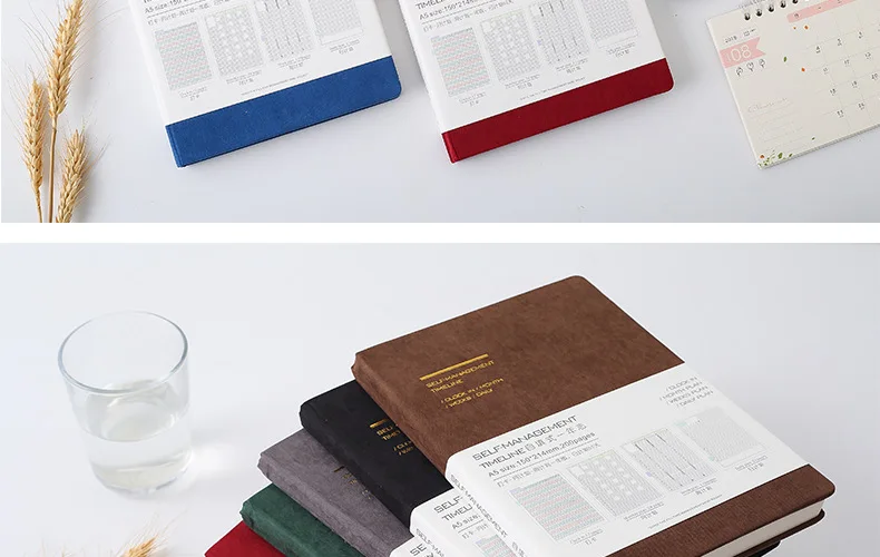 1 шт. A5 дневник stiging Binding notebook Мягкая Ткань Обложка эффективность книга с ежедневным планированием, Еженедельный план, Ежемесячный план внутренние страницы
