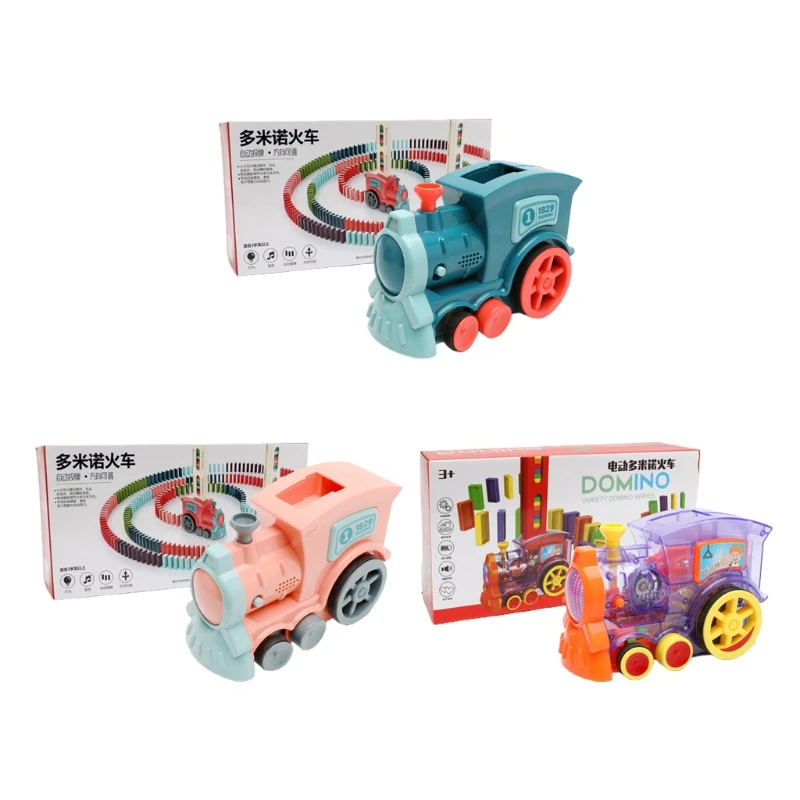 

Domino Train Electric Locomotive Toy w/ Light Realistic Sound Baby Developmental Creative Building Block Preschool Favor