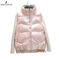 pinkyisblack women winter vests 2021 new short bright color vest cotton padded jacket sleeveless female winter waistcoat vest
