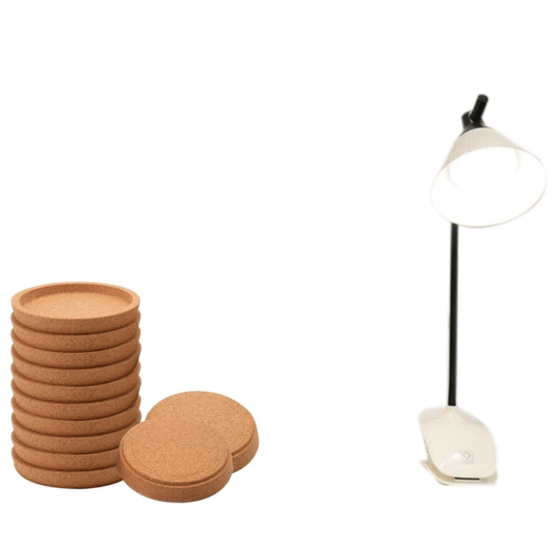 

Подставки из пробки 12 шт., коврик для чашки для кофе и напитков и 1 шт. Светодиодная настольная лампа, Гибкая Настольная лампа с регулируемой ...