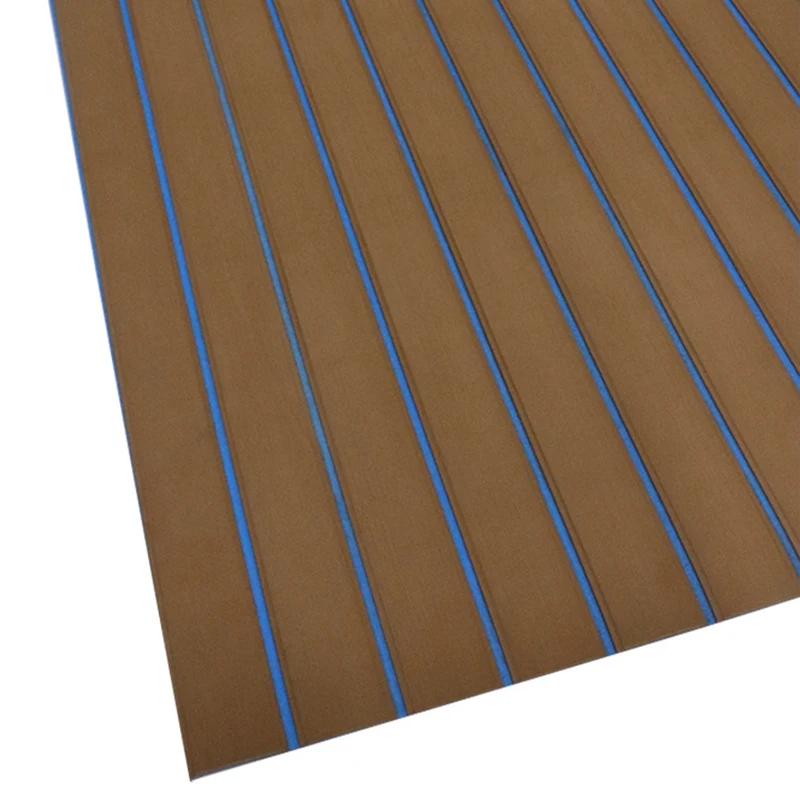 

EVA Foam Faux Teak Boat Deck Mat Decking Sheet Yacht Flooring Anti Skid Mat Self Adhesive Vehicle Pad 45X240 Brown