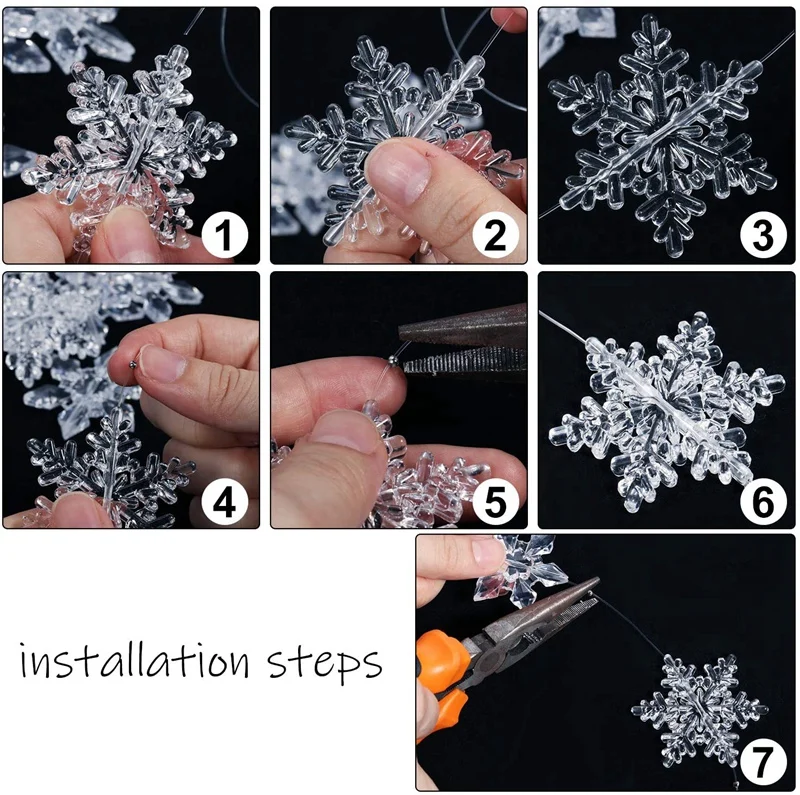 

45 Pcs Clear Snowflakes/Acrylic Crystal Snowflakes Snow Theme Ornaments Pendant DIY for Christmas Tree