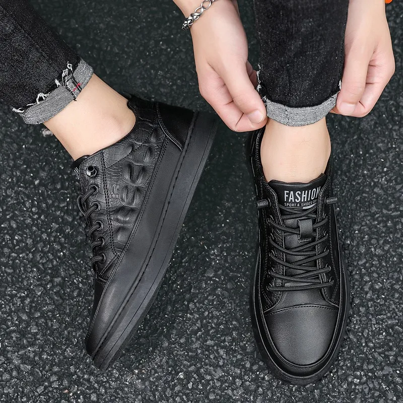 

Original Casual Sneakers for Men Black White Man Walking Footwear Comfortable Male Pu Leather Shoes Wearable Flat Shoes For Mens