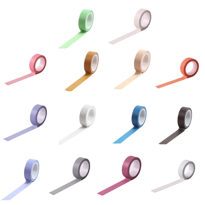 

Creative Adhesive Tape Grid Pattern Washi Tape for Scrapbook Decoration Laser Ink Pure Color Tape Book Journal Supplies