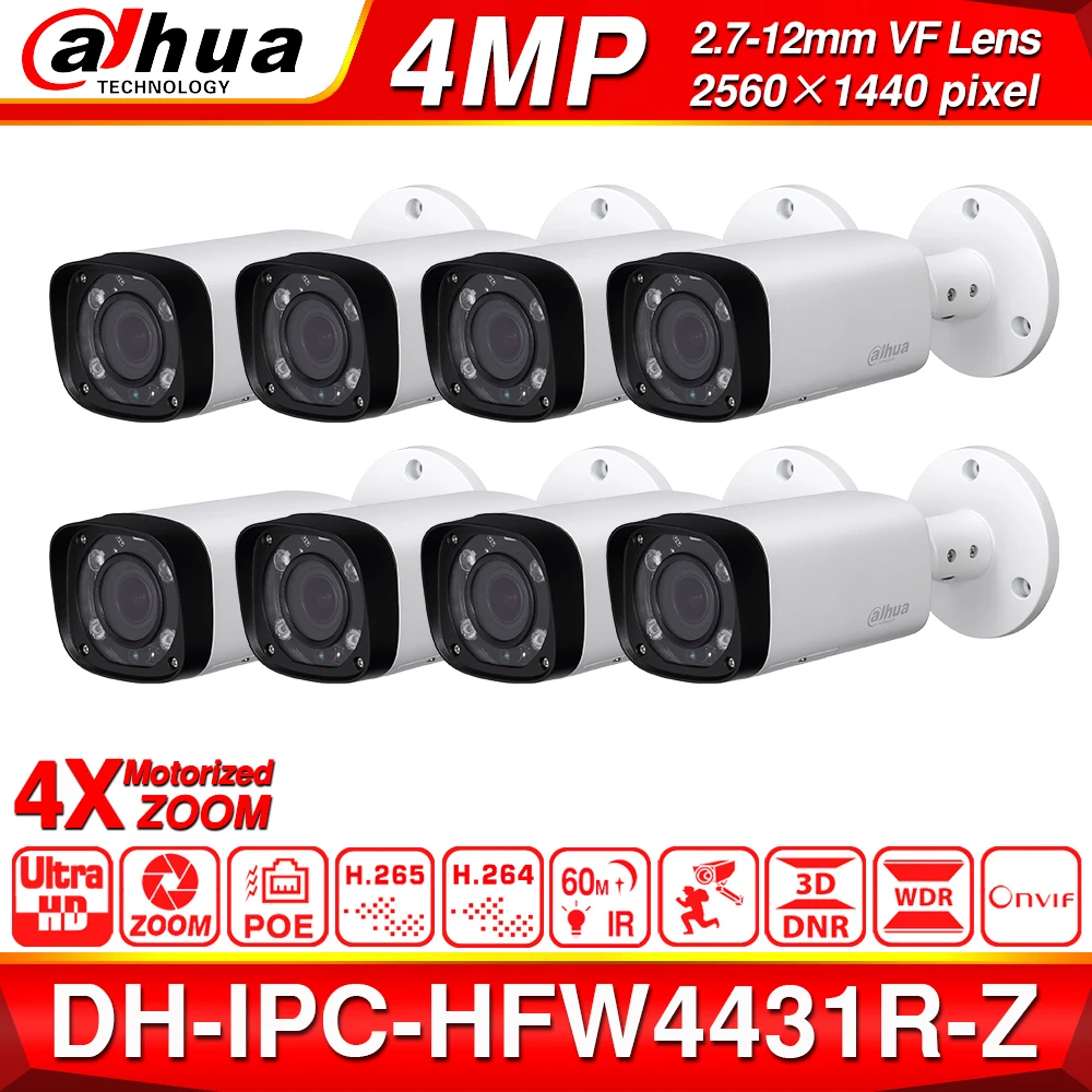 DH IPC-HFW4431R-Z 8 шт./лот 4mp сетевая ip-камера 2,7-12 мм VF объектив с автофокусом 60 м IR Bullet безопасности POE для CCTV комплекты