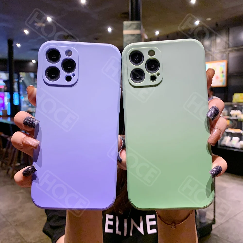 

HOCE Gradient Silicone Case For iPhone 11 12 Pro Max Mini X XR XS Max 7 8 Plus SE 2020 Square Liquid Cover Full Protector Cover