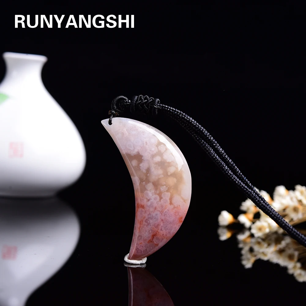 Кулон с натуральным кристаллом вишни агата Луны медитация исцеление чакры