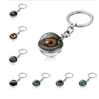 wg 1pc cats eye time jewel keychain pendant cabochon glss ball metal keyring evil eye keychain for friends jewelry gift