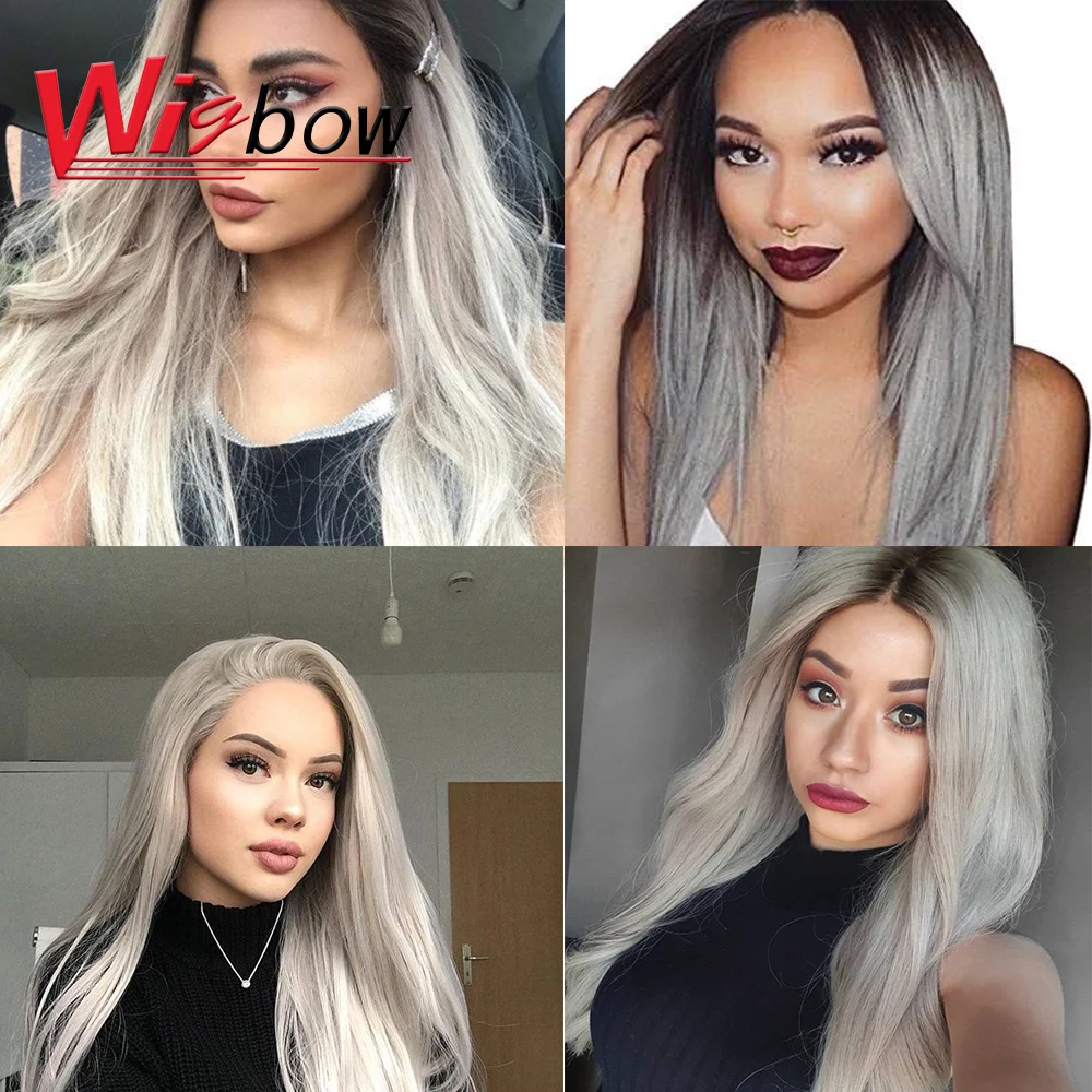 Парик с закрытием цветные серые человеческие волосы парики 4*4 Коричневые