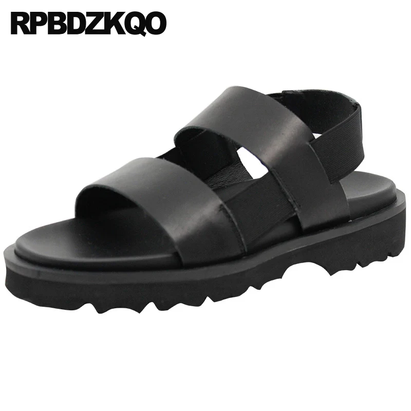 Летняя Пляжная дышащая обувь без шнуровки Модная из натуральной кожи на плоской