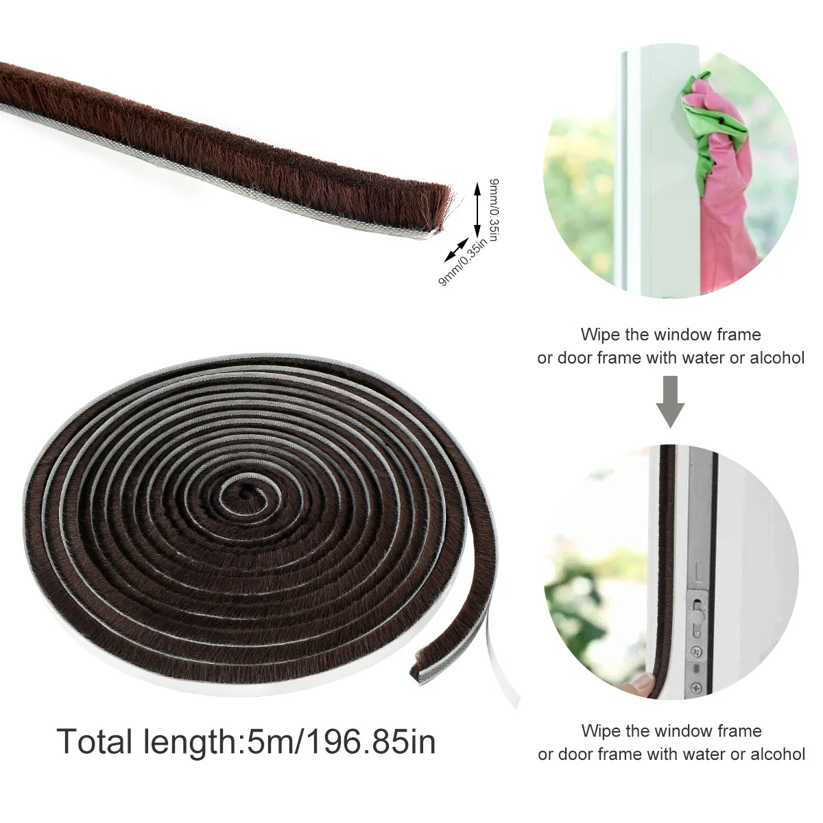 5M Door Weather Stripping Wind-proof Brush Strip For Home Window Sound Insulation Gasket dusting sealing tape | Обустройство дома