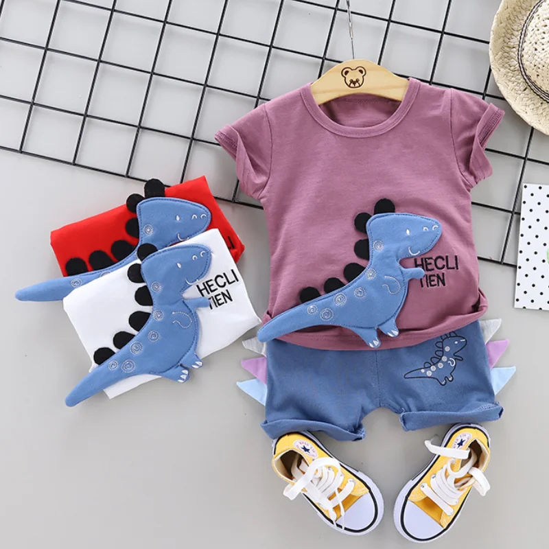 

Baby Boy Designer Clothes Toddler Boys Summer Clothes Vacation Shorts Sets Dinosaur T-shirt Ropa Bebe Recien Nacido Ropa Bebe