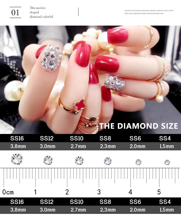 1440pcs Nail Rhinestone AB Crystal Alloy Flat Back Nails Stone Gems Glass Jewelry 3D Nail Art Decorations DIY Design Box