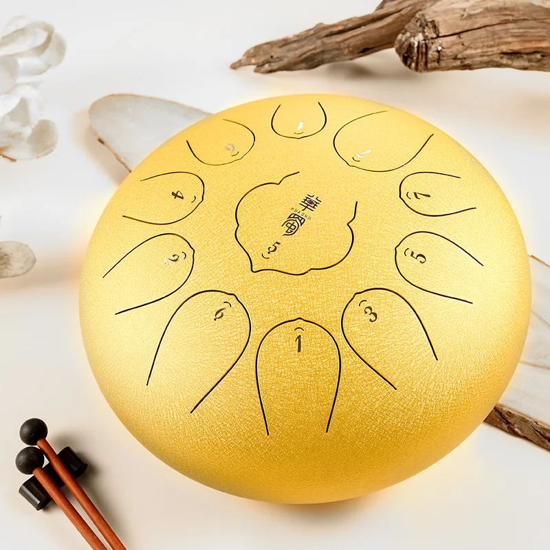 

Hluru lotus steel tongue drum 11 note 10 inch musical instruments drums F tone beginner level percussion instrument