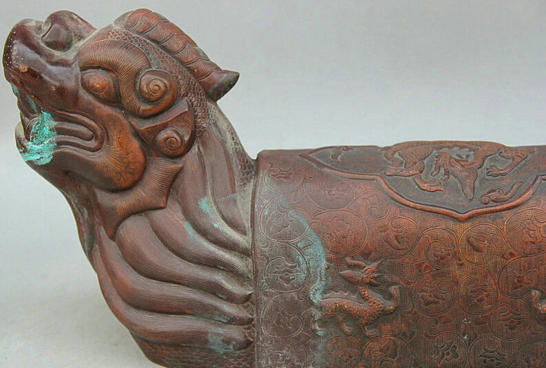 JP S0524 18 &quotКитайская династия дворец Медь Два дракона Единорог зверь голова