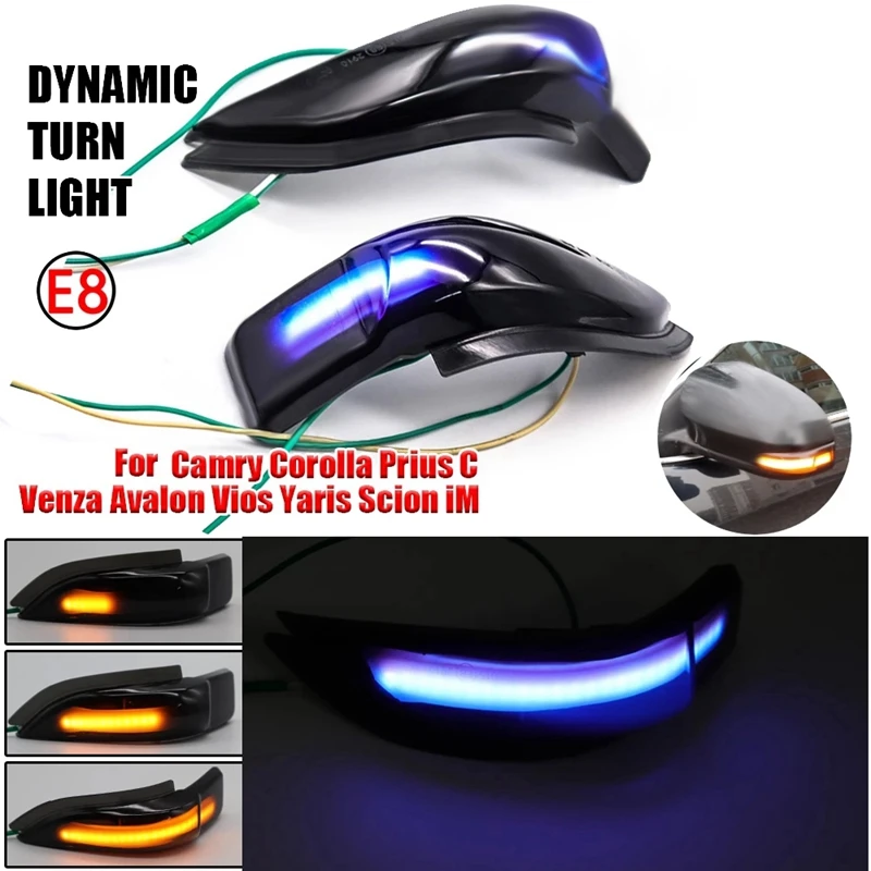 

Car LED Dynamic Rearview Mirror Light Turn Signal Indicator for Toyota Corolla Yaris XP130 Auris Camry Prius Blue Light