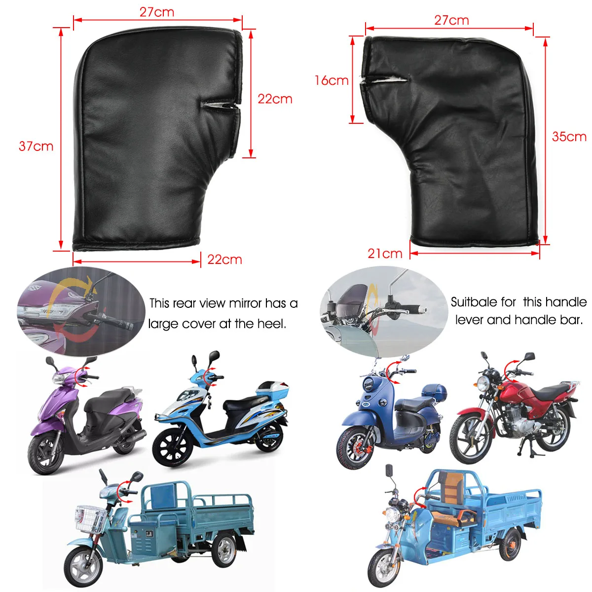 

Pair Motorcycle Hand Grips Gloves Handlebar Gloves Bike Bicycle Hand Muff Windproof