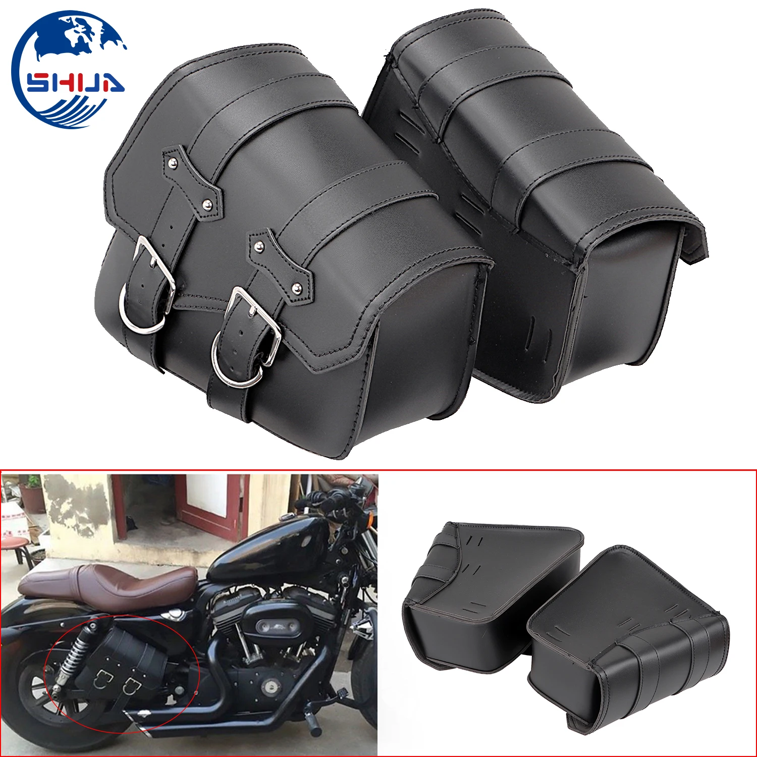 Черные универсальные мотоциклетные седельные сумки сумка из искусственной кожи