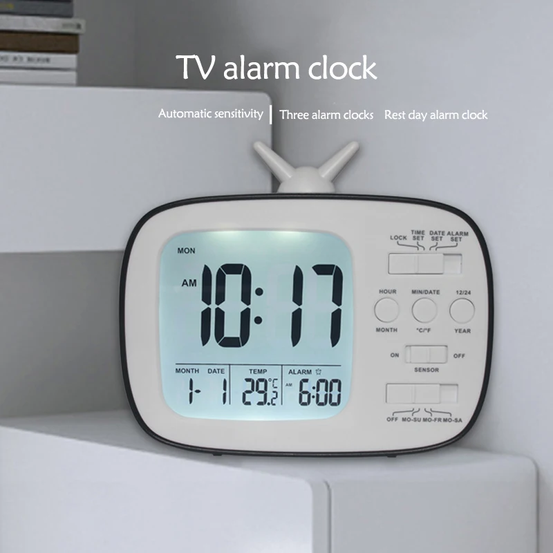 

Детский цифровой будильник, Ночной светильник, Повтор температуры, часы для студентов, чтобы проснуться в спальне, работающий от батарей, бу...